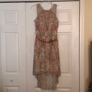 Cato Paisley High low dress w/brown belt